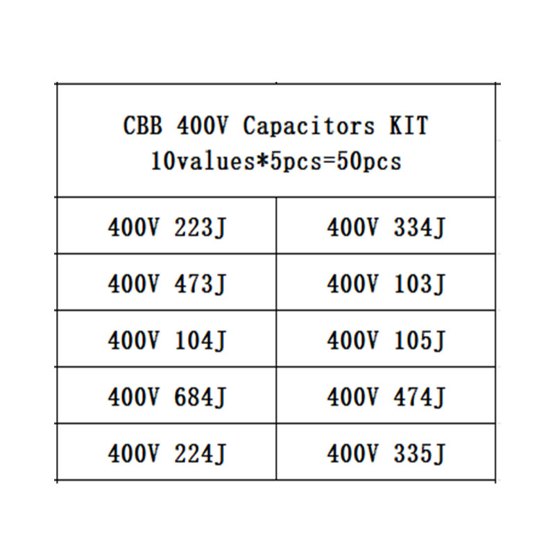 10value*5PCS=50PCS 400V 10nF ~ - Capacitor Kit Assortment recensione e prezzo