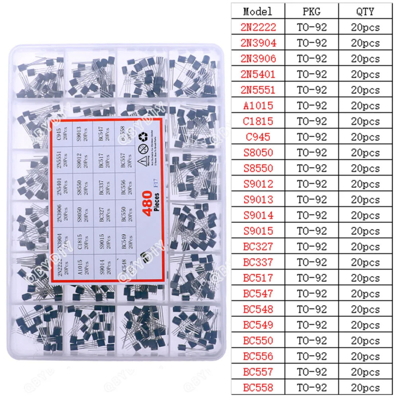 480Pcs 24Types NPN PNP Transis - Mosfet Transistor Set recensione e prezzo