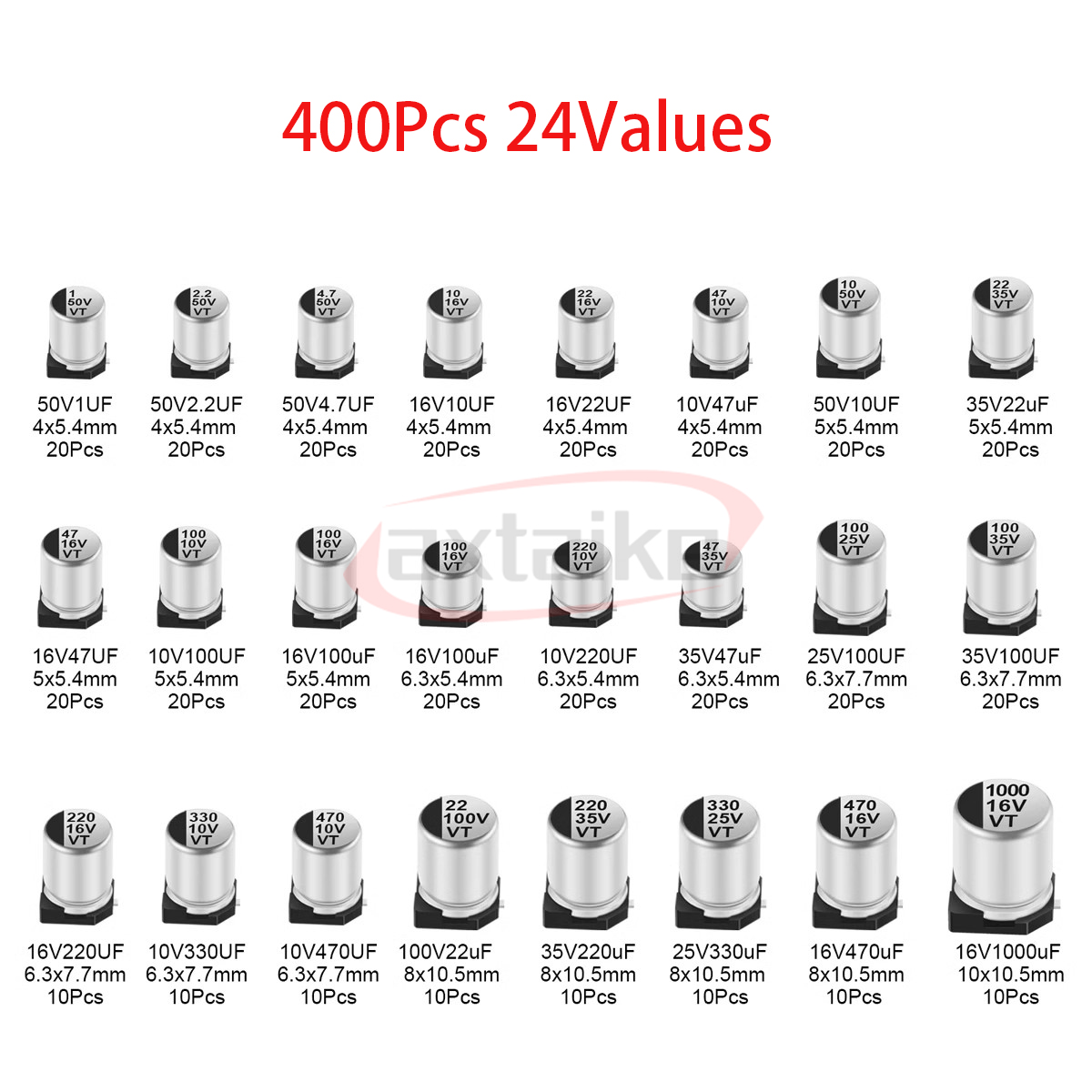 400Pcs 1UF~1000UF 10V 16V 25V  - Capacitor Kit Assortment recensione e prezzo