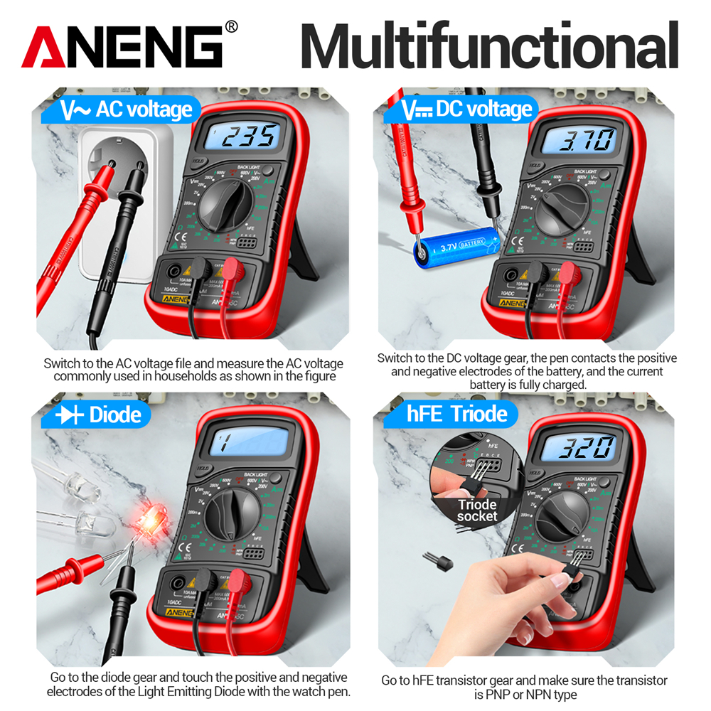 Multimeter hFE Triode Test  AN - Multimeter Digital recensione e prezzo